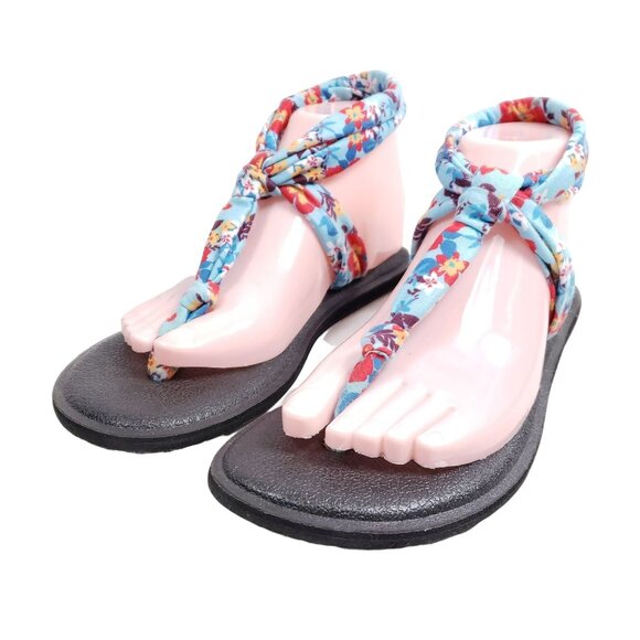 Sanuk Ella Prints Yoga Sling Sandals Women's Size 7 Floral Fabric - Picture 1 of 8
